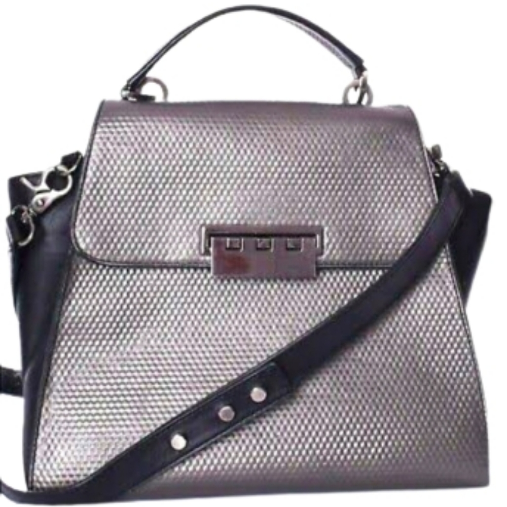 Zac Posen Black and Gunmetal Eartha Satchel